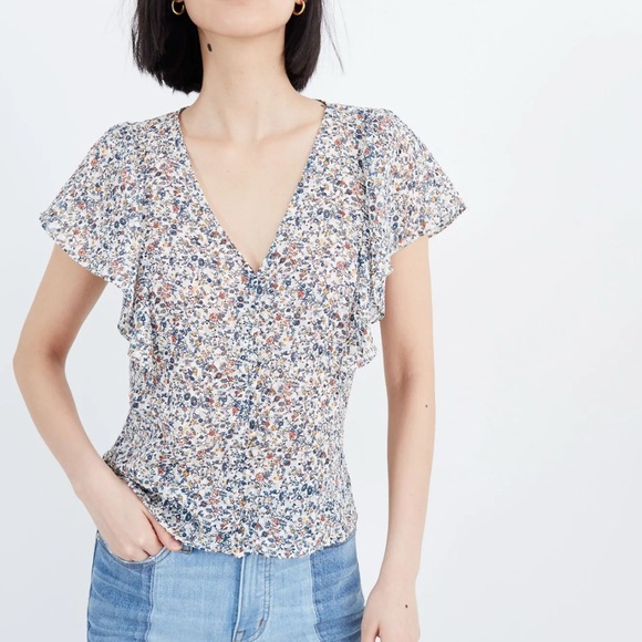 Madewell Tops - Madewell Carmelina Flutter-Sleeve Top in Blossoming Vines Size 6